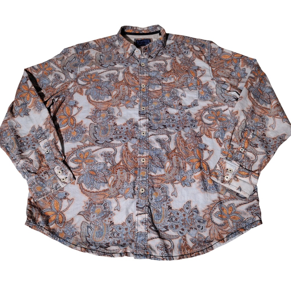 Tommy Bahama Mens XL Paisley Floral Button Down Shirt Long Sleeve Cotton